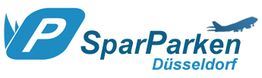 Logo von SparParken Düsseldorf mit einem stilisierten Flugzeug und einem blauen "P".