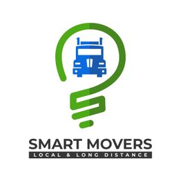 Moving company logo with a truck inside a green lightbulb. Text: "Smart Movers: Local & Long Distance."