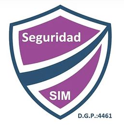 Escudo morado y azul con texto "Seguridad SIM", con código "D.G.P.:4461" en la esquina inferior.