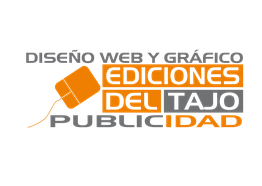 Logotipo de "Ediciones del Tajo" en colores naranja, gris y negro. Diseño web y gráfico.