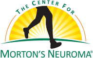 Silhouette of legs running over a sun with "The Center for Morton's Neuroma" text.