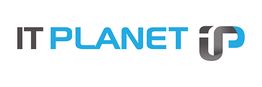 Logo mit schwarzem "IT", blauem "PLANET" und grauem Emblem "IP".