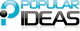 Logo mit den Wörtern "POPULAR IDEAS" in blau und schwarz, stilisiertes "P" links.