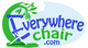Logo with text "Everywhere Chair" featuring a green tree and a blue folding chair.
