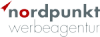 Logo der Werbeagentur "nordpunkt" mit rotem Akzent und grauem Schriftzug auf weißem Hintergrund.