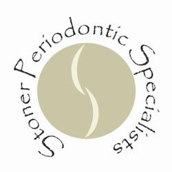 Logo with words "Stoner Periodontic Specialists" circling a stylized curved design in beige.