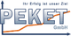 Logo der PEKET GmbH mit steigendem Graph und dem Slogan "Ihr Erfolg ist unser Ziel".