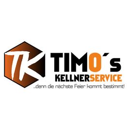 Logo von Timo's Kellnerservice mit dem Slogan „...denn die nächste Feier kommt bestimmt!“.