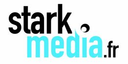 Logo de stark.media.fr avec texte en noir et bleu sur fond blanc.