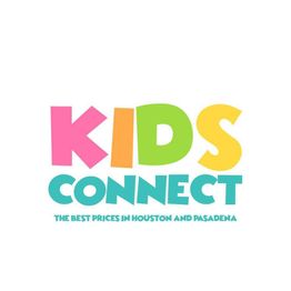 Colorful "Kids Connect" logo, text: "The Best Prices in Houston and Pasadena" on white background.