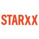 Tekst "STARXX" in oranje letters op witte achtergrond.