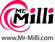 Rosa Wirbel mit schwarzem Text "Mr. Milli" und Webadresse "www.Mr-Milli.com".
