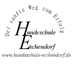 Logo der Hundeschule Eschendorf mit dem Text "Der sanfte Weg zum Erfolg" und Website-Link.