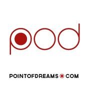 Logo mit rotem "pod" Schriftzug und Text "pointofdreams.com" darunter auf weißem Hintergrund.