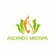 Logo of Ascends Medspa featuring a green and orange leaf person silhouette.