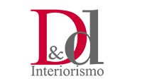 Logo de D&D Interiorismo con letras rojas y grises en fondo blanco.