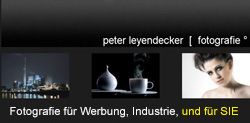 Fotos von Skyline, Kaffee und Frau. Text: "Fotografie für Werbung, Industrie, und für SIE".