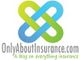 Interlocking blue and green design with "OnlyAboutInsurance.com" and tagline on insurance blog.