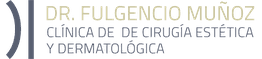 Dr. Fulgencio Muñoz, clínica de cirugía estética y dermatología, logotipo en color azul y negro.
