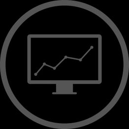 Bild eines Monitors mit einem ansteigenden Kurvendiagramm im Kreis.
