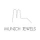 Strichzeichnung der Münchner Frauenkirche mit dem Text "Munich Jewels".