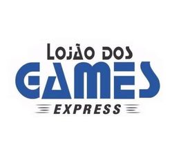 Logotipo "Lojão dos Games Express" em letras azuis e pretas, estilo moderno.