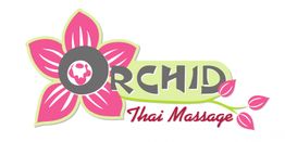 Logo von Orchid Thai Massage mit einer stilisierten Blume und Schriftzug.