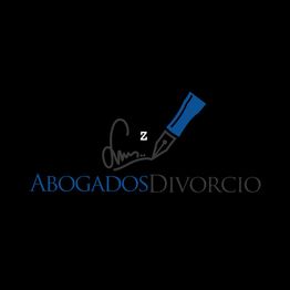 Logo de "Abogados Divorcio" con una pluma estilográfica azul sobre fondo negro.