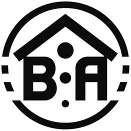 Logo mit Hausdach, darüber B:A, in einem Kreis gezeichnet.