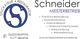 Logo des Stuckateurbetriebs Schneider mit Kontaktinfos und Dienstleistungen wie Putzrestaurierung.