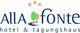 Logo von "Alla Fonte Hotel & Tagungshaus" mit drei Sternen und einem stilisierten Baum.