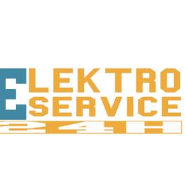 Blau-orangefarbener "Elektro Service 24" Schriftzug auf weißem Hintergrund.