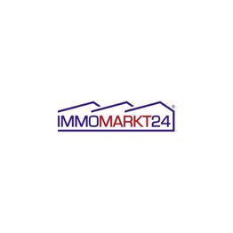 Logo von Immomarkt24 mit stilisierten Häuserdächern über dem Schriftzug.