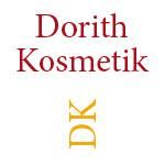 Textlogo "Dorith Kosmetik" mit den Initialen "DK" darunter in Rot und Gelb.