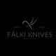 Schwarzes Logo mit "Fälki Knives" und einem stilisierten Messer, gegründet 2022 in Deutschland.