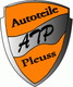 Wappen mit Aufschrift "Autoteile ATP Pleuss" in Orange und Silber.