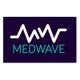 Logo with white wave design and the word "MEDWAVE" in teal on a dark purple background.