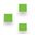 Drei grüne Quadrate auf weißem Hintergrund, diagonal angeordnet.