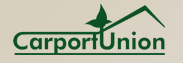Logo von CarportUnion mit einem stilisierten Dach und einem Blatt.
