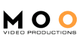 Logo mit Text "MOO Video Productions", O in Orange.