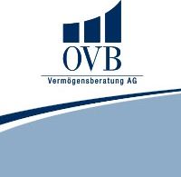 Logo der OVB Vermögensberatung AG mit steigendem Balkendiagramm und blauem Hintergrund.