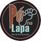 Logotipo redondo do "Pé na Lapa Bar & Restaurante" com ilustração de um pé.