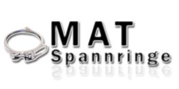 Logo mit einem Metall-Spannring links und dem Text "MAT Spannringe" auf weißem Hintergrund.