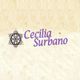 Text "Cecilia Surbano" with a geometric star design on a textured beige background.