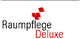 Logo mit Text "Raumpflege Deluxe" und roten Quadraten darüber.