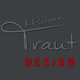 Textbild: "Michael Traut DESIGN" in grauer und roter Schrift auf dunklem Hintergrund.