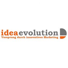 Logo mit Text: "idea evolution, Vorsprung durch innovatives Marketing."