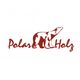 Weißer Bär über rotem Schriftzug "Polar Holz" auf weißem Hintergrund.