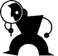 Silhouette einer Figur mit Lupe, die aussieht wie ein Detektiv.