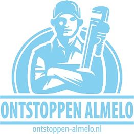Logo van Ontstoppen Almelo: afbeelding van een loodgieter met een moersleutel.